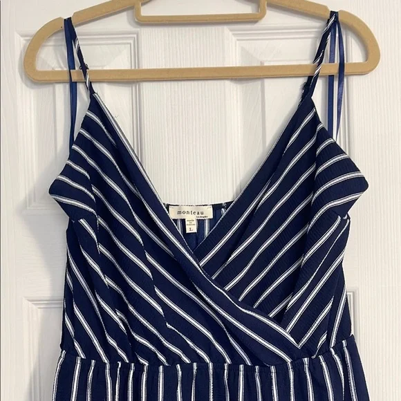 Monteau Blue and White Mini Dress - Picture 2 of 8